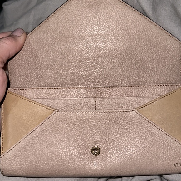 Chloe authentic real leather three diff color tans big wallet snaps open 7 card - Picture 5 of 13